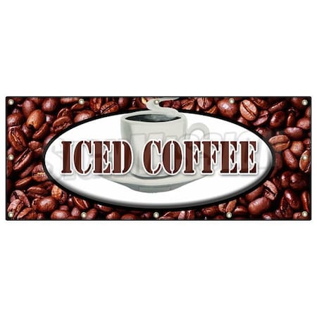 Signmission ICED COFFEE BANNER SIGN fresh brewed cold ice latte mocha frappe java B-120 Iced Coffee